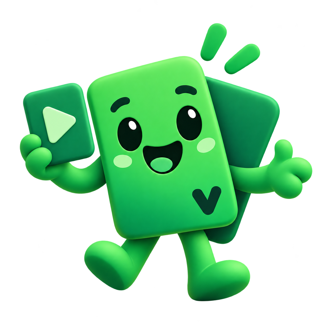 Pip holding a play card and giving a thumbs up